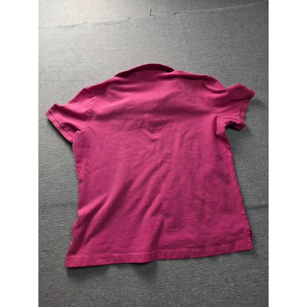 Lauren Ralph Lauren Pink Pique Polo Shirt Gold Crest Logo Womens XL Short Sleeve - Picture 2 of 5